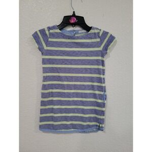 Crewcuts Girls Blue Lime Green Striped Cotton Pocket Shift Dress Size 4/5 #10